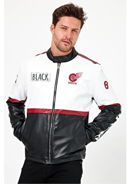 Erkek Oversize Motorcu Mont Şeritli Garnili Kolej Mont Yarışçı Erkek Ceket fırsatları