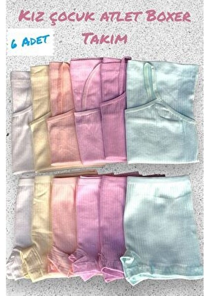 6'lı Pastel Renk Kız Çocuk Fitilli Atlet & Boxer Takım fiyatları