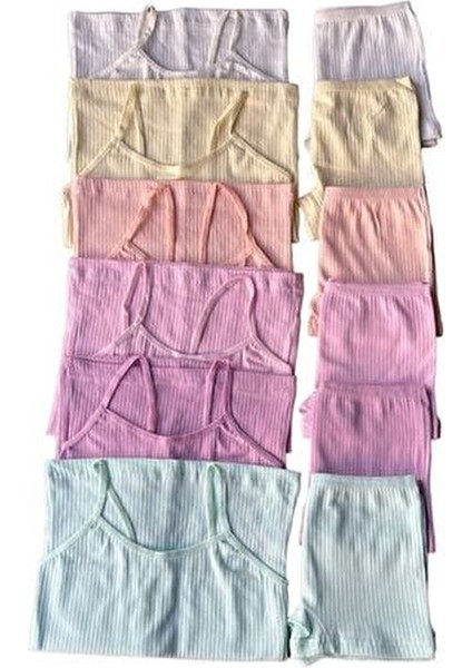 6'lı Pastel Renk Kız Çocuk Fitilli Atlet & Boxer Takım fırsatları