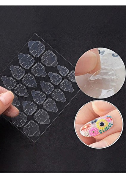 24 Adet Zararsız Tırnak Yapıştırıcı Sticker Şeffaf Takma Tırnak Sticker Tak Çıkar Yapıştırma 24 Adet
