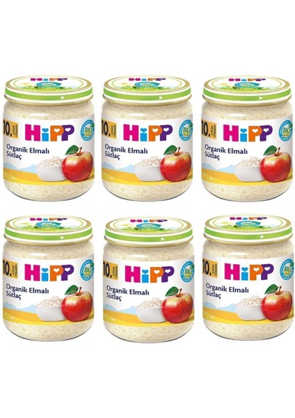 Hipp Kavanoz Maması Organik Elmalı Sütlaç 200 gr 6 Adet
