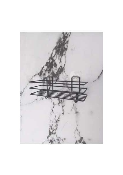 Siyah Yapışkanlı Çok Amaçlı Banyo Düzenleyici Rafı Duş Organizeri Mutfak Rafı