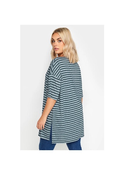 Büyük Beden Kayık Yaka Yarım Kollu Yırtmaç Detaylı Oversize T-Shirt 303216 indirimleri