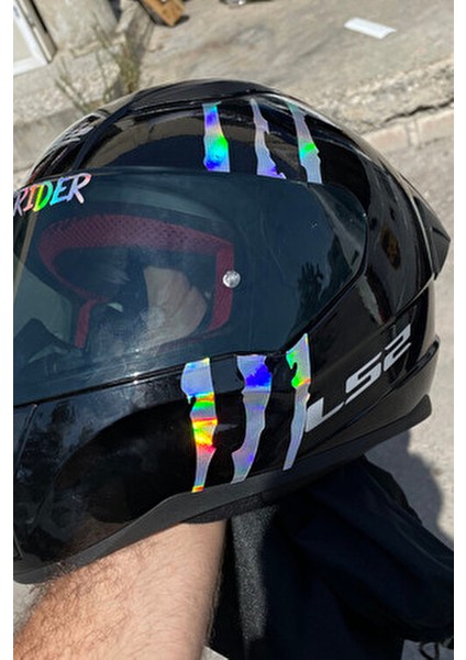 Kask Için Dekoratif Hologramlı Pençe Izi Sticker Etiket 20CMX6CM (1 Adet) fırsatları