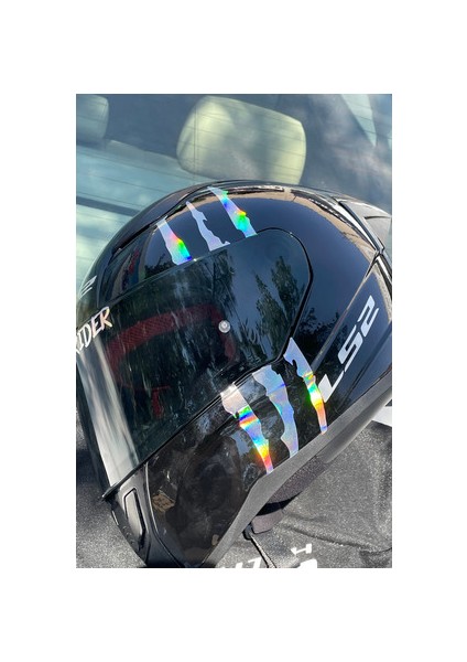 Kask Için Dekoratif Hologramlı Pençe Izi Sticker Etiket 20CMX6CM (1 Adet) indirimleri