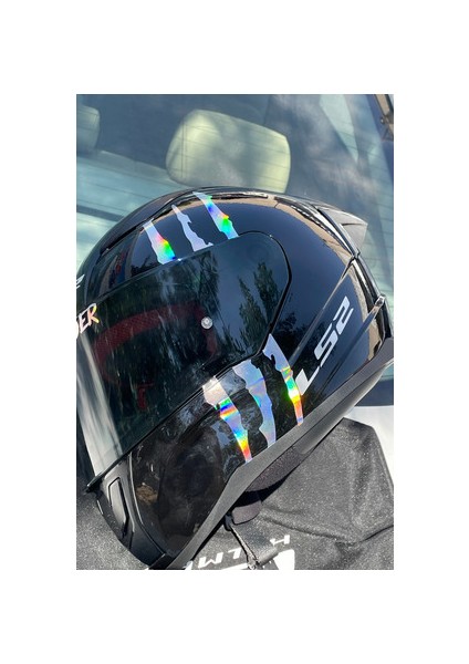 Kask Için Dekoratif Hologramlı Pençe Izi Sticker Etiket 20CMX6CM (1 Adet)