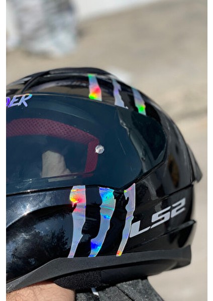 Kask Için Dekoratif Hologramlı Pençe Izi Sticker Etiket 20CMX6CM (1 Adet)