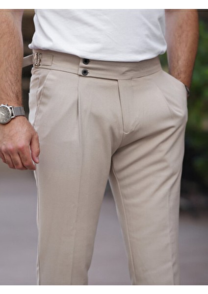 Old Money Pileli Likralı Kumaş Pantolon