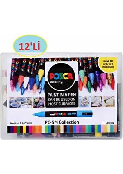Posca 12'li Set Marker 1.8-2.5mm Farklı Renk Seçenekleriyle Kırtasiye Ürünleri