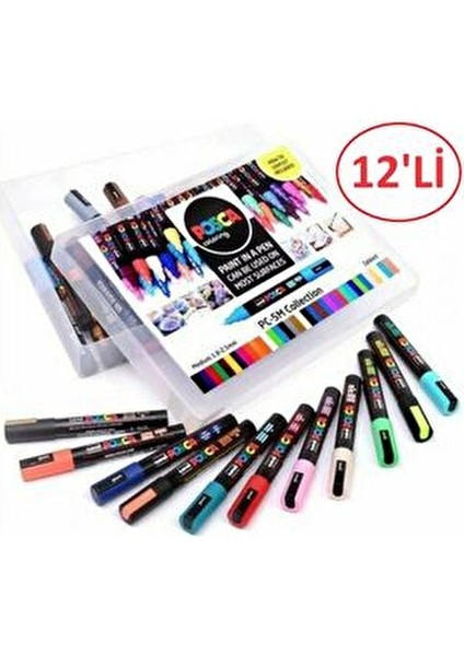 Posca 12'li Set Marker 1.8-2.5mm Farklı Renk Seçenekleriyle Kırtasiye Ürünleri modelleri