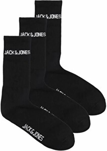 Erkek Siyah Jacmelvin Tennis Sock 3 Pack Noos Çorap 12260083-BLACK