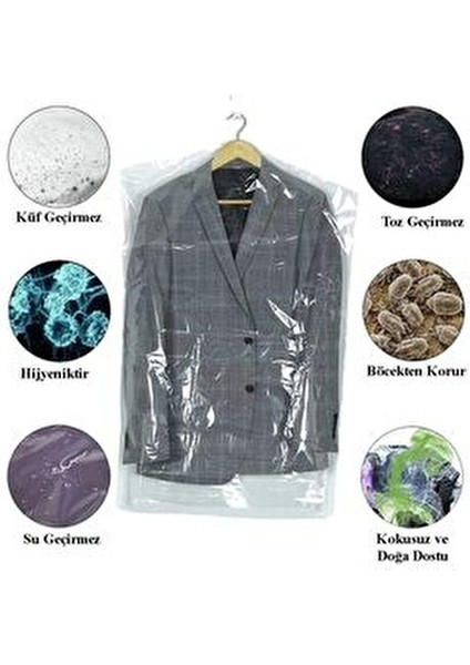 Elbise Poşeti (60X90 Cm) Askı Delikli Omuzlu Kesim (15 Adet) Şeffaf Kıyafet Koruma Hurç Kılıf Naylon modelleri