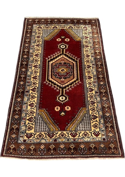 El Dokuma Sıfır Büyük Yahyalı Halısı 120X205 Kök Boya %100 Yün Halı Kiremit