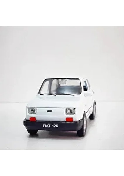 Lisanslı Fiat 126 Bis 1.36 Ölçek Beyaz Metal Araba Koleksiyonluk Model