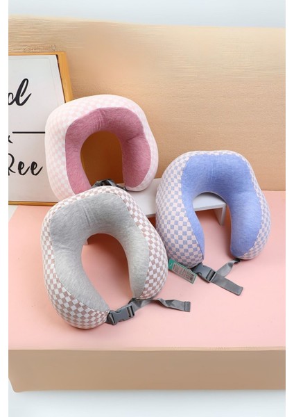 Örme Ekose Memory Foam U Tipi Yastık