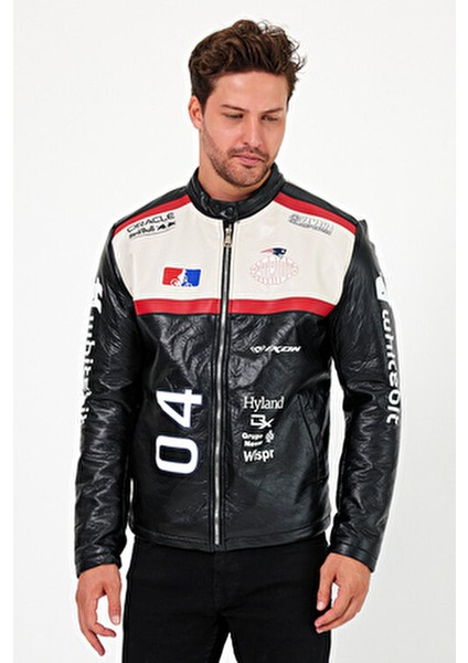 Oversize Puf Deri Bomber Ceket Rüzgar Geçirmez Baskılı Model modelleri