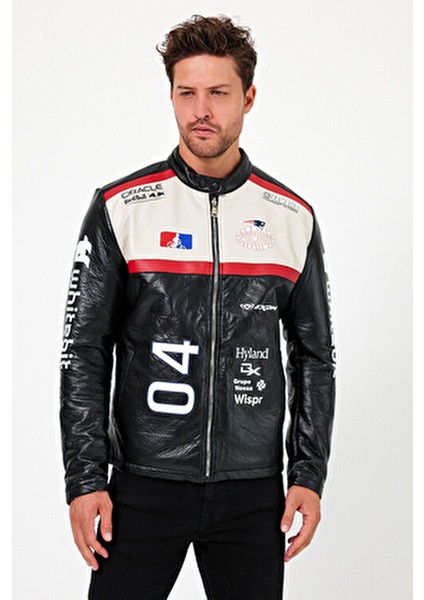 Oversize Puf Deri Bomber Ceket Rüzgar Geçirmez Baskılı Model indirimleri