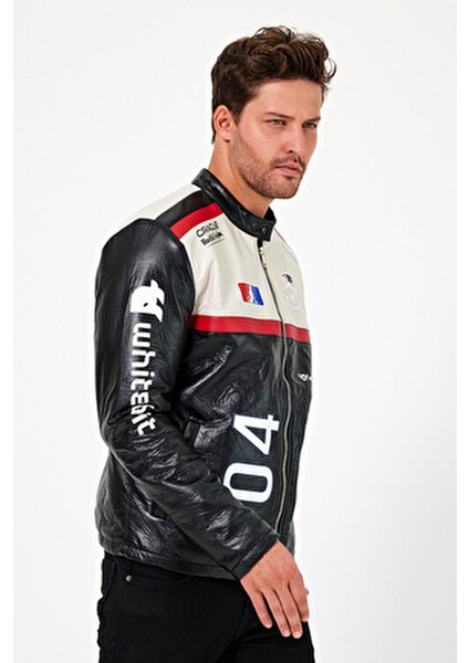 Oversize Puf Deri Bomber Ceket Rüzgar Geçirmez Baskılı Model