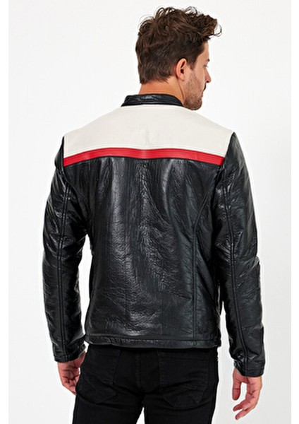 Oversize Puf Deri Bomber Ceket Rüzgar Geçirmez Baskılı Model