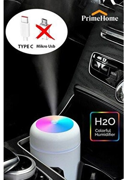 Şarjlı H2O 300 ml Ultrasonik Hava Nemlendirici ve Aroma Difüzörü Type C Girişli indirimleri