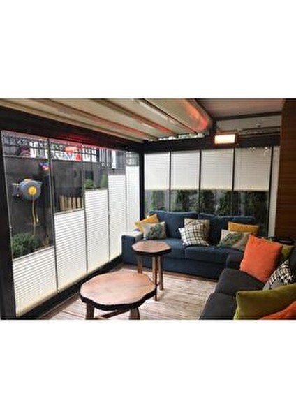 Katlanabilir Cam Balkon Plise Perdesi Beyaz (Vidalı - Kancalı)