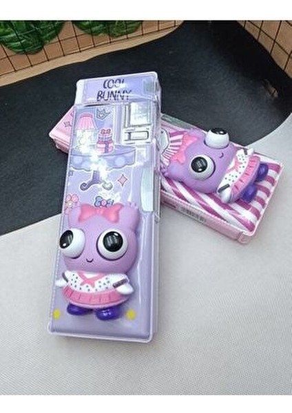 Lüks Cool Bunny Iki Kapaklı Dragon Gözleri Fırlayan Oyuncaklı Kalemlik Kalem Traşlı Kalem Kutusu 1AD fiyatları
