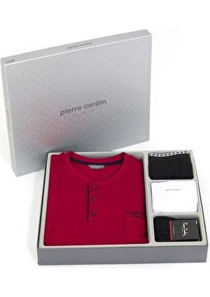 Pamuklu Pijama Takımı-Boxer-Atlet-Çorap 4'lü Kutulu Damat Çeyiz Seti Q2.U.0O.K0K.A0P.C