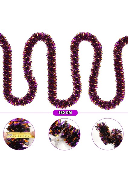 Mor Turuncu Renk 4 cm Genişlik Garland Çift Renk Sim Süs 180 cm (5263) fiyatları