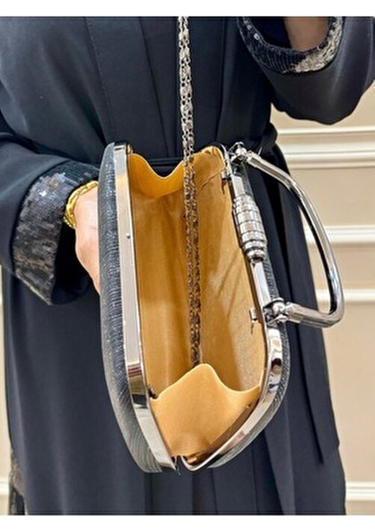 Kadın Simli Tutma Detaylı Abiye Omuz Çantası