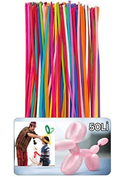 50 Adet Karışık Renk Uzun Sosis Balon Satın Al