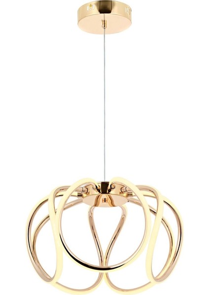 Lina Gold Tekli Sarkıt Avize - 3 Renk Işık Ayarlı, Ledli