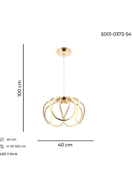 Lina Gold Tekli Sarkıt Avize - 3 Renk Işık Ayarlı, Ledli fiyatları