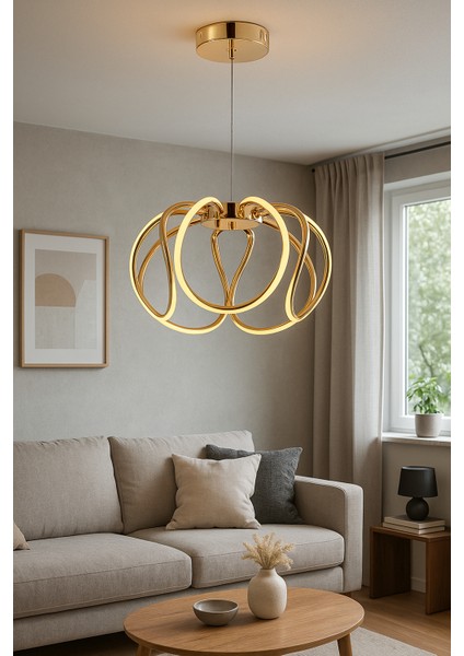 Lina Gold Tekli Sarkıt Avize - 3 Renk Işık Ayarlı, Ledli indirimleri