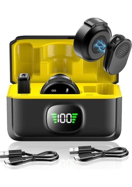 J6 Iphone ve Android Uyumlu Mini Kablosuz Yaka Mikrofonu Göstergeli LED Şarj Kutulu Gürültü Azaltma modelleri