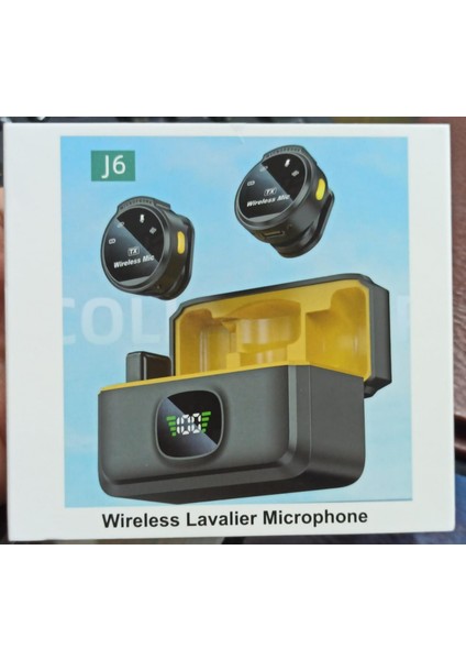 J6 Iphone ve Android Uyumlu Mini Kablosuz Yaka Mikrofonu Göstergeli LED Şarj Kutulu Gürültü Azaltma fırsatları