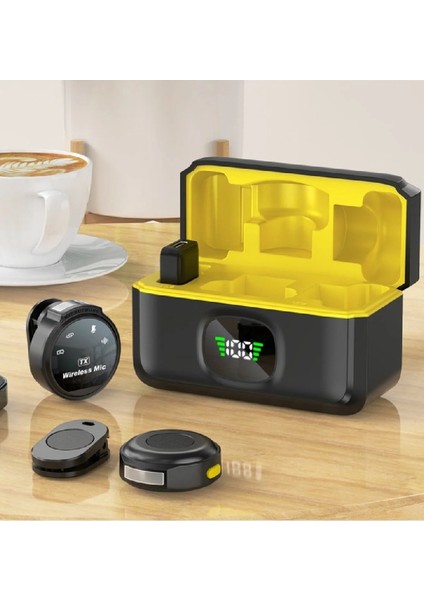 J6 Iphone ve Android Uyumlu Mini Kablosuz Yaka Mikrofonu Göstergeli LED Şarj Kutulu Gürültü Azaltma indirimleri