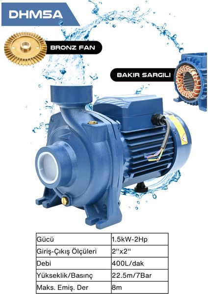 DHM5A Bakır Sargılı 2hp 2parmak Su Pompası Dinamo