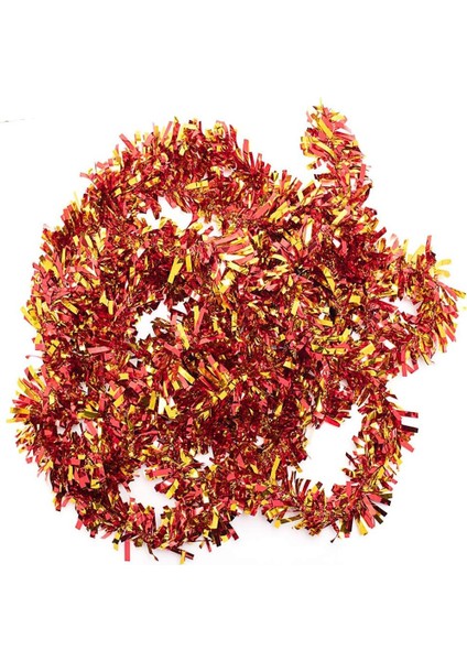 Kırmızı Altın Renk 4 cm Genişlik Garland Çift Renk Sim Süs 180 cm (5263)