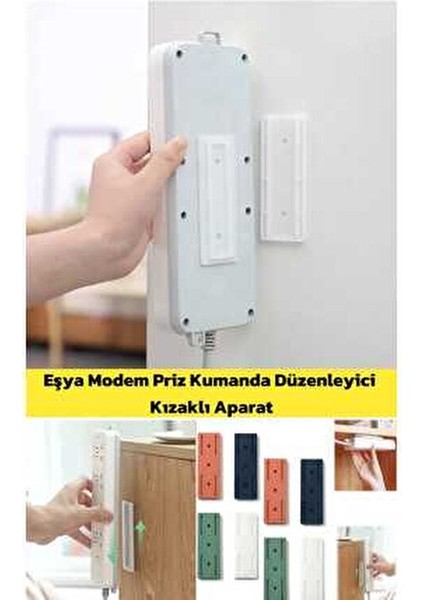 Yapışkanlı Plastik Eşya Sabitleme Aparatı Kızaklı Priz Kablo Tutacağı Renkli