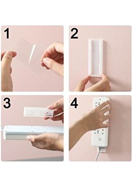Yapışkanlı Plastik Eşya Sabitleme Aparatı Kızaklı Priz Kablo Tutacağı Renkli
