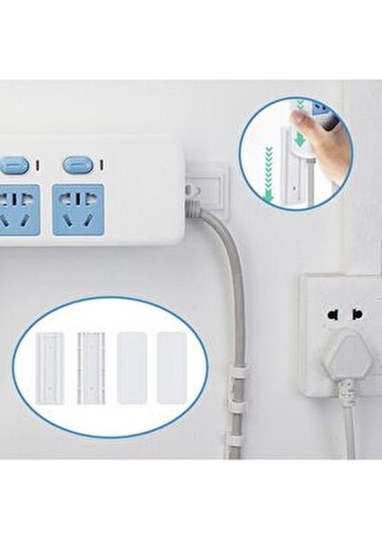 Yapışkanlı Plastik Eşya Sabitleme Aparatı Kızaklı Priz Kablo Tutacağı Renkli