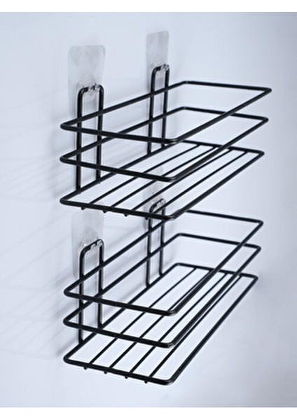 Siyah Yapışkanlı Çok Amaçlı Banyo Düzenleyici Rafı Duş Organizeri Mutfak Rafı 2 Adet fiyatları