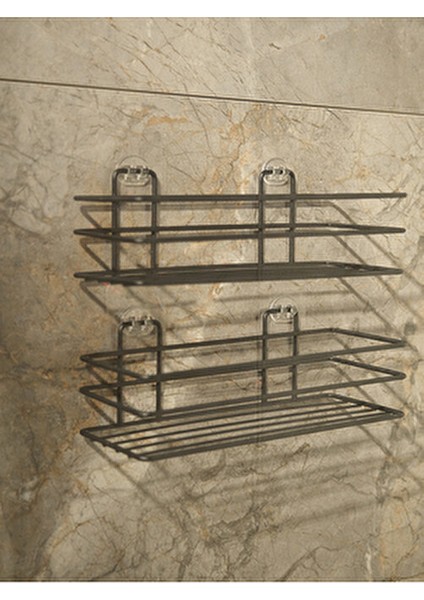 Siyah Yapışkanlı Çok Amaçlı Banyo Düzenleyici Rafı Duş Organizeri Mutfak Rafı 2 Adet fırsatları