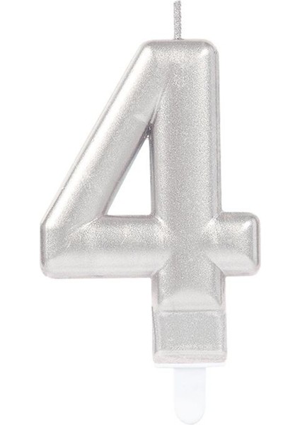 4 Rakam Mum Gümüş Renk (5263)