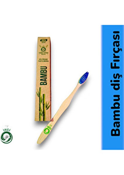 Bambu Vegan Diş Fırçası - Mavi Renk - Orta Sert - Plastik Içermez ( 1 Adet )