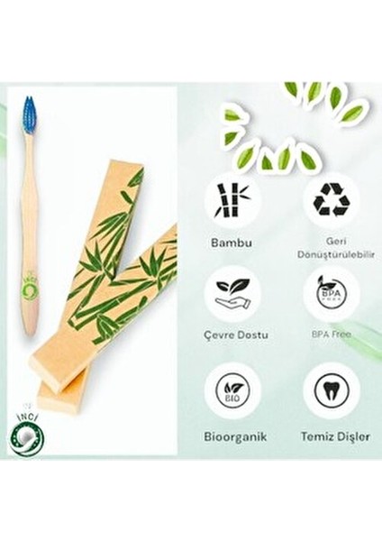 Bambu Vegan Diş Fırçası - Mavi Renk - Orta Sert - Plastik Içermez ( 1 Adet ) fırsatları