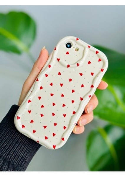 Iphone 7 - 8 - Se 2020 Uyumlu Kırmızı Kalpler Baskılı Darbe Önleyici Lansman Kılıf modelleri