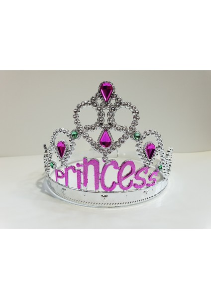 Gümüş Renk Prenses Yazılı Parti Tacı 60 cm (5263) modelleri