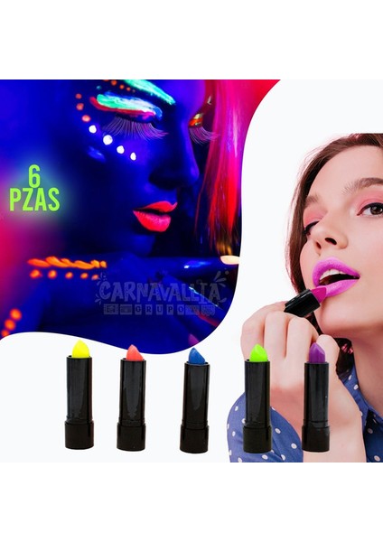 Karanlıkta Parlayan Yanan Uv Neon Ruj Yüz Boyama 6 Adet 6 Renk (5263) modelleri