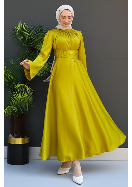 Nazlı Tesettür Elbise Yağ Yeşil fiyatları